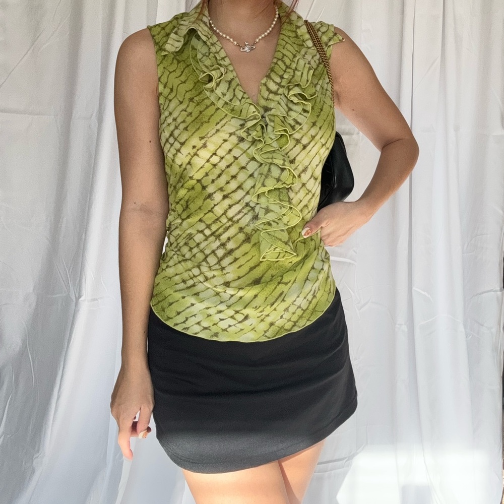 Green Ruffled Blouse - Picture 2 of 2